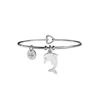 1 - Bracciale Kidult 231562 ciondolo con delfino in acciaio 316L con cristalli collezione Animal Planet