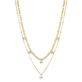 1 - Golden double strand necklace Symphonia Brosway BYM82 316L steel with Swarovski