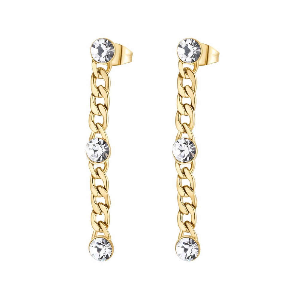 1 - Symphonia Brosway golden groumette earrings BYM90 pendants with white Swarovski