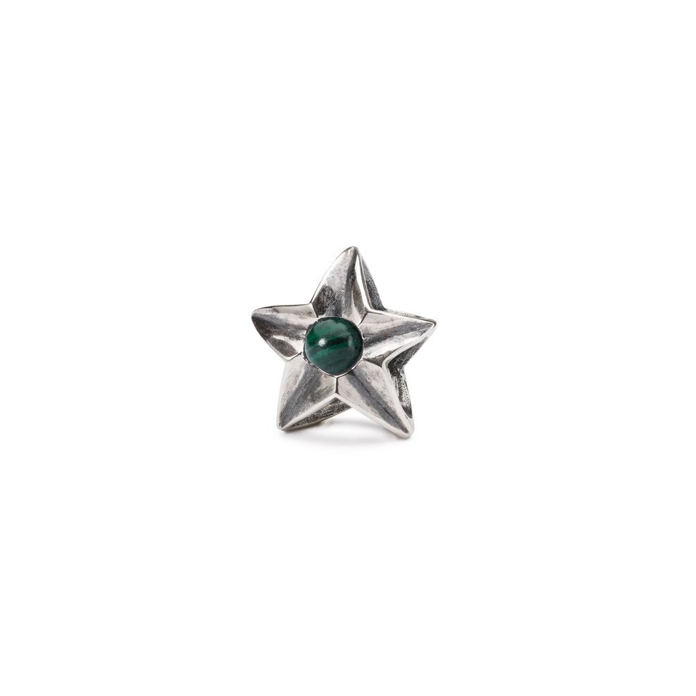 1 - Trollbeads Star of Hope TAGBE-00266 Silver with green stone