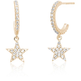 1 - Pink star hoop earrings 563389 925 silver with zircons