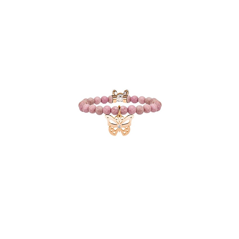 1 - Kidult 731126 bracelet with Rhodonite and 316L steel butterfly pendant and crystals from Animal Planet collection