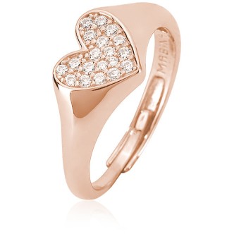 1 - Pinky heart ring Mabina woman 523206 925 silver rose with zircons