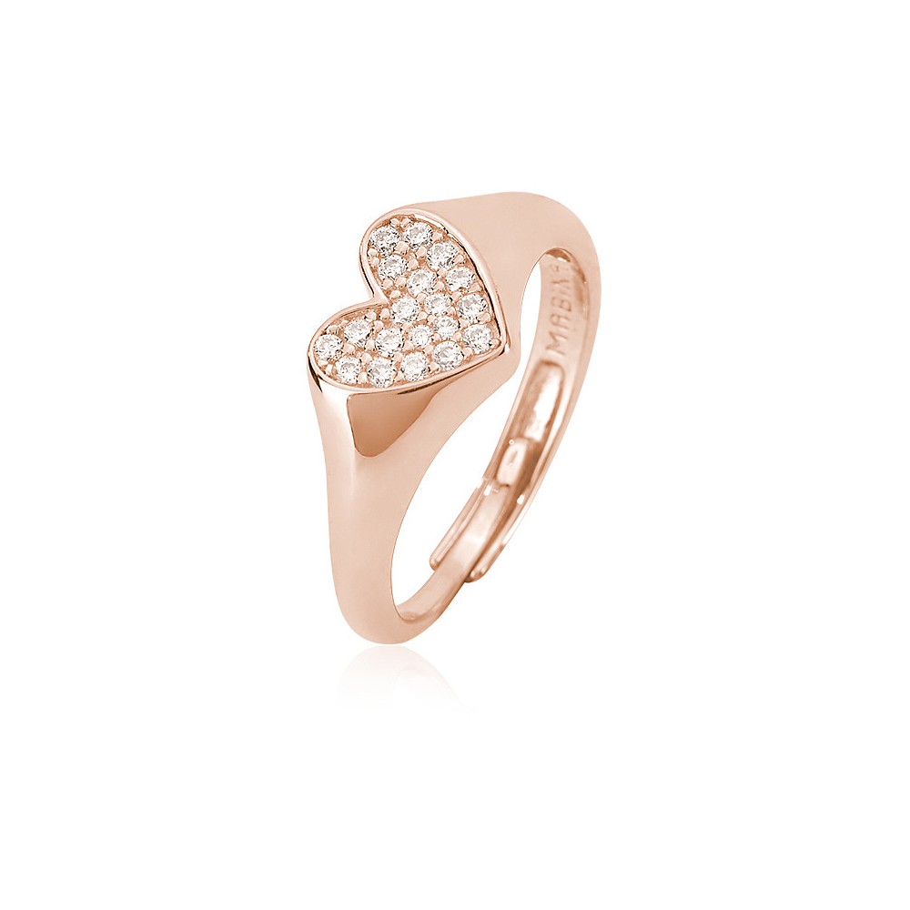 1 - Pinky heart ring Mabina woman 523206 925 silver rose with zircons