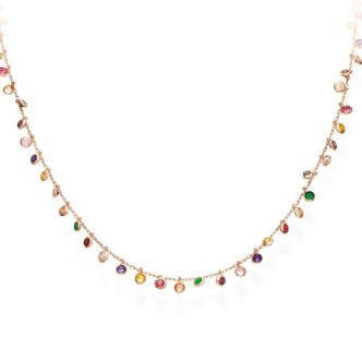 1 - Coutoure Amen woman necklace CLMRM3 925 silver rose with multicolor crystals