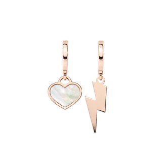 1 - Mother-of-pearl heart earrings and lightning bolt Amen ORMPCURB 925 rosegold silver