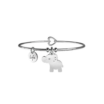 1 - Kidult bracelet 231560 pendant with elephant in 316L steel with crystals collection Animal Planet