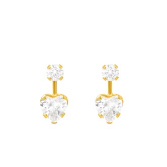 1 - Heart earrings Stroili Yellow Gold Bon Ton 1416783 with zircons