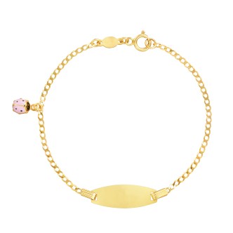 1 - Girl bracelet with plate and ladybug Yellow Gold stroili Holy 1415884