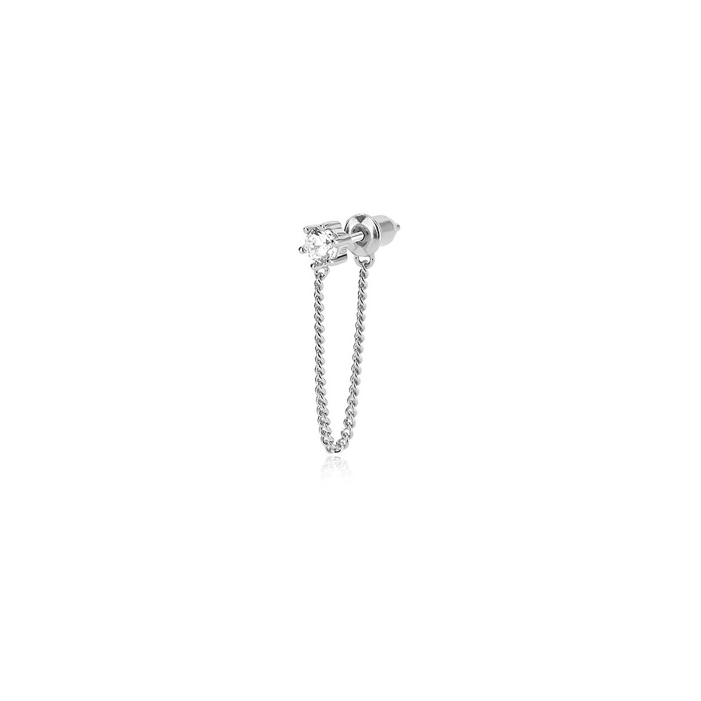 1 - Silver single earring with light point chain Mabina woman 563426