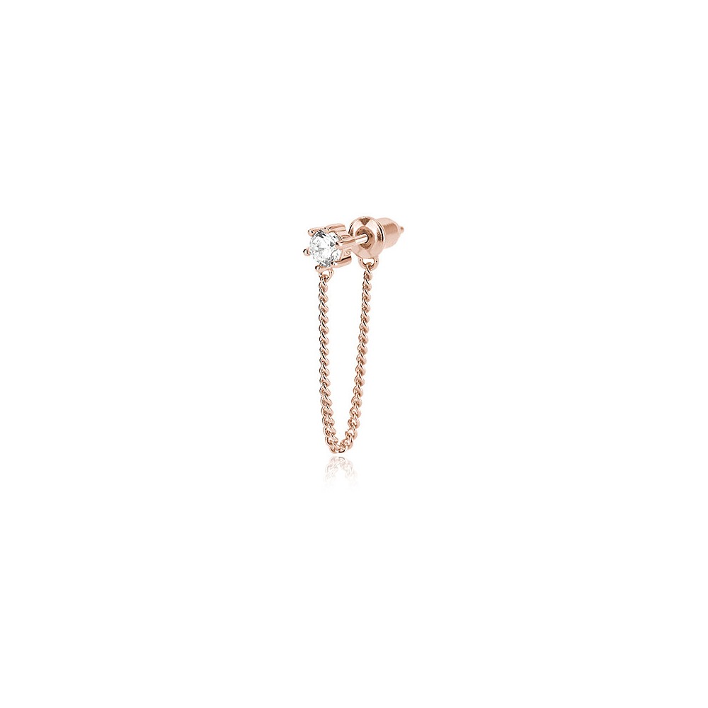 1 - Pink silver single earring with light point chain Mabina woman 563427