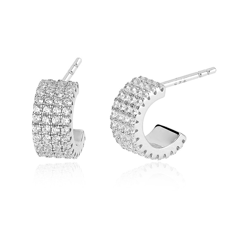 1 - Silver hoop earrings with zircons Mabina woman 563437