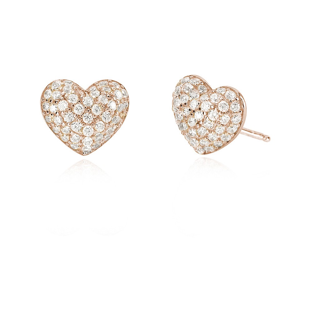 1 - Heart earrings with zircons Rosy silver Mabina woman 563440