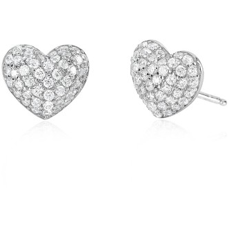 1 - Heart earrings with zircons Silver Mabina woman 563441