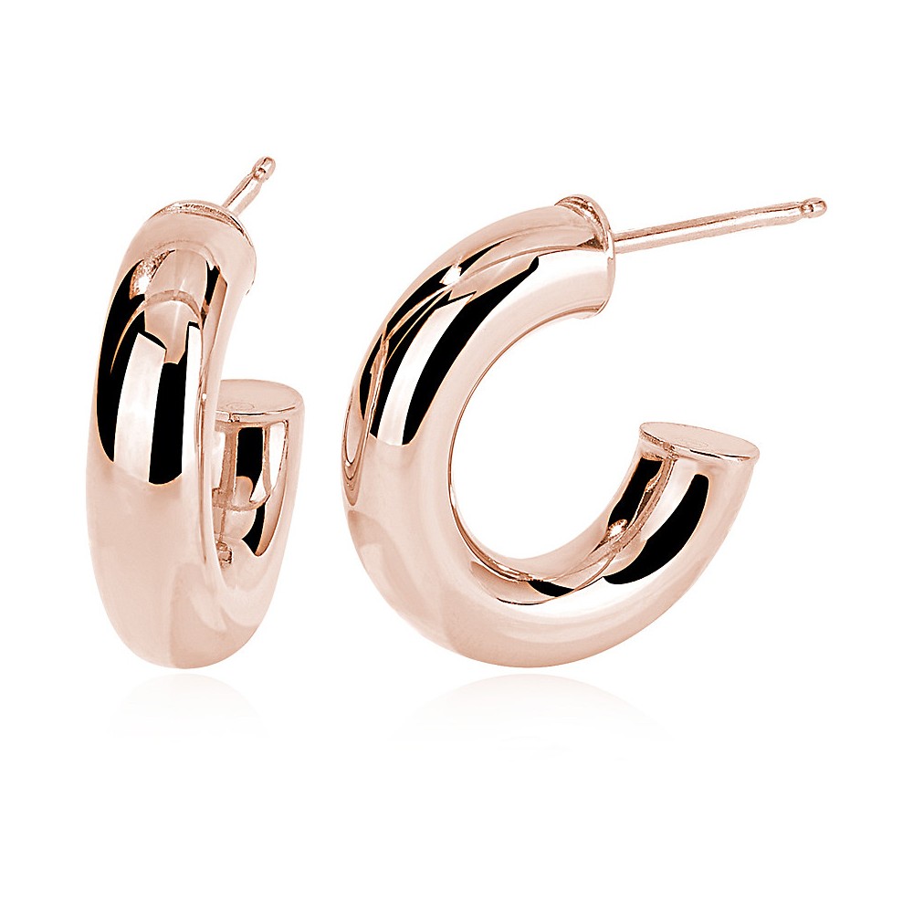 1 - Mabina woman 563444 shiny rosy silver hoop earrings