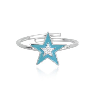 1 - Mabina blue star ring woman 925 silver with zircons 523136