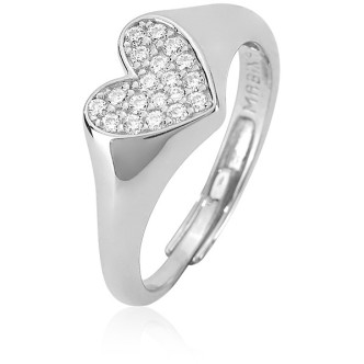 1 - Silver Mabina woman heart ring with cubic zirconia 523205