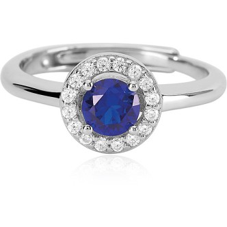 1 - Silver sapphire ring Mabina woman with zircons 523209