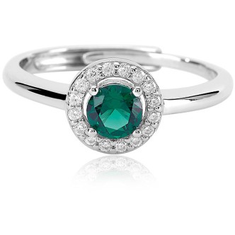 1 - Mabina woman emerald silver ring with zircons 523210