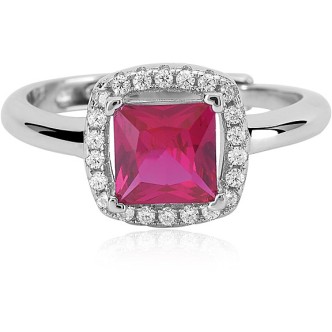 1 - Mabina woman ruby silver ring with zircons 523211