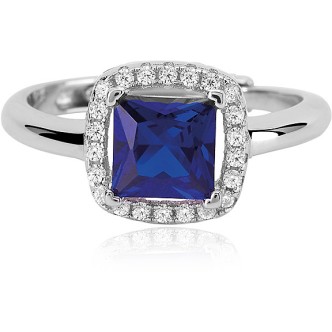 1 - Mabina woman sapphire silver ring with zircons 523212