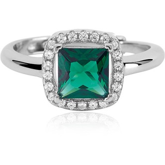 1 - Mabina woman emerald silver ring with zircons 523213