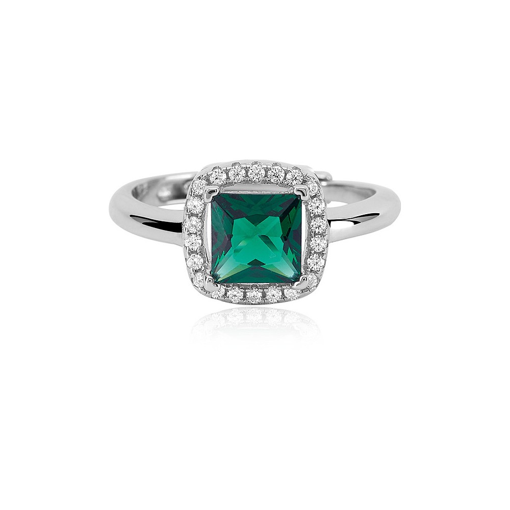 1 - Mabina woman emerald silver ring with zircons 523213