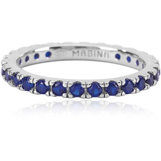 1 - Eternity ring with blue zircons Mabina woman Silver 523214-13