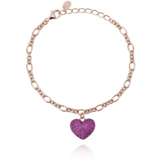 1 - Bracciale rosato cuore rubino Mabina donna 533465 Argento 925