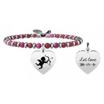 1 - Bracciale Kidult 731450 acciaio 316L con Agata ciondolo a cuore con smalto collezione Love