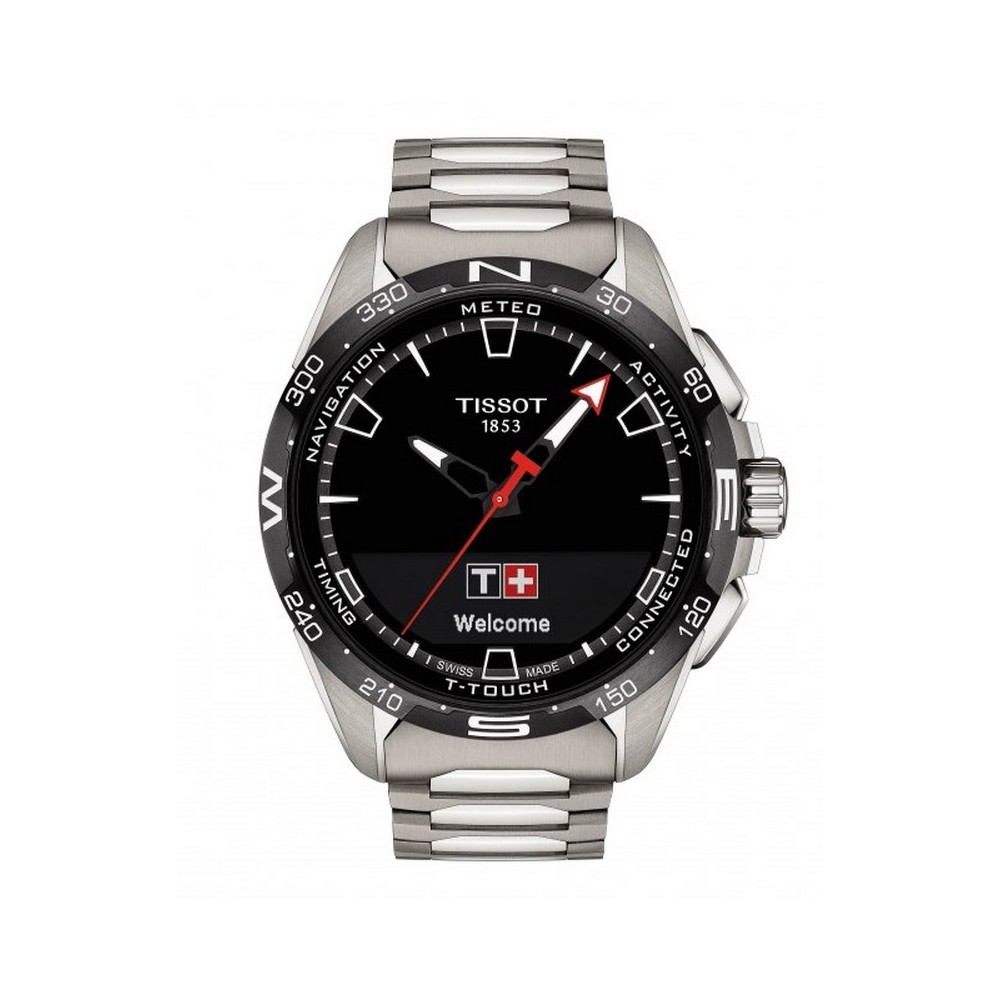 1 - Tissot T-Touch Conncet Solar watch black background steel man T121.420.44.051.01