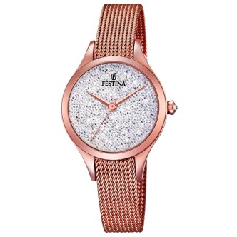 1 - Orologio Festina Mademoiselle rosato Swarovski solo tempo donna acciaio F20338/1