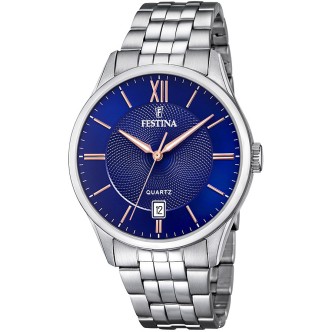 1 - Festina Acero watch only time man blue steel F20425 / 5