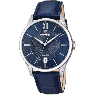 1 - Orologio Festina Acero solo tempo uomo pelle blu F20426/2