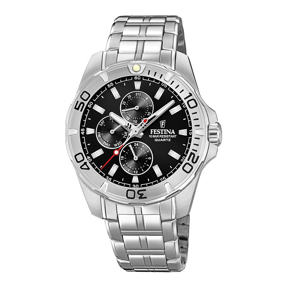 1 - Festina men's multifunction watch black steel F20445 / 3