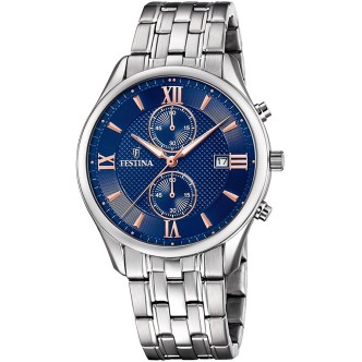 1 - Orologio Cronografo uomo Festina Timeless blu e rosa F6854/6