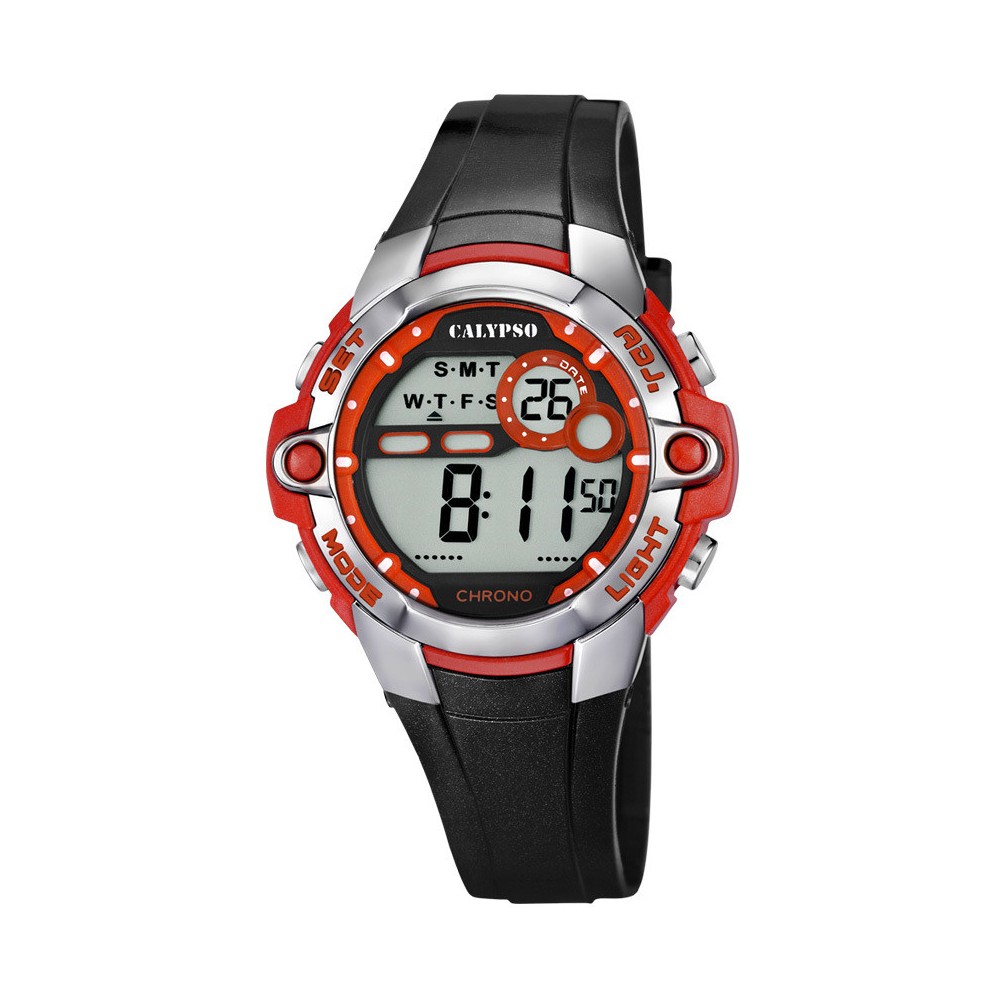 1 - Calypso digital watch red child plastic K5617 / 5 silicone strap