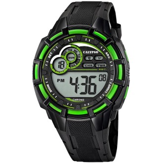 1 - Orologio Digitale uomo Calypso nero e verde K5625/3 plastica collezione For Man