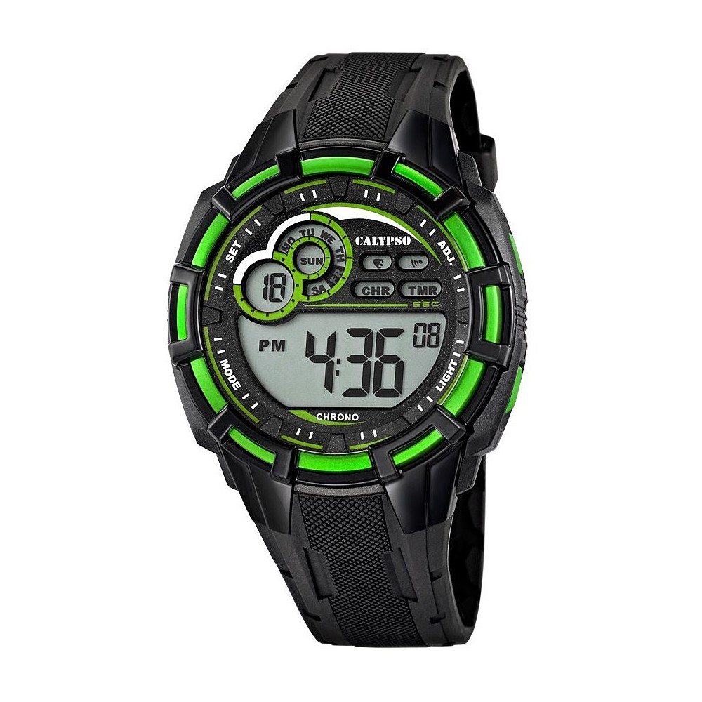 1 - Calypso black and green digital man watch K5625 / 3 plastic For Man collection