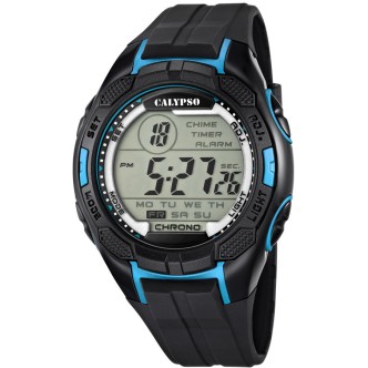 1 - Calypso black and blue digital watch for men K5627 / 2 plastic For Man collection