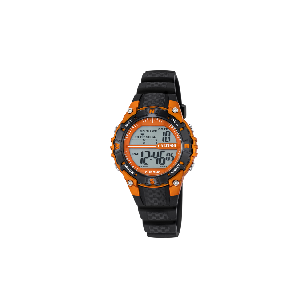 1 - Calypso Kids black and orange digital watch K5684 / 7 resin