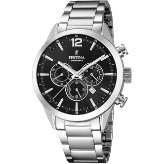 1 - Festina men's chronograph watch black steel F20343 / 8