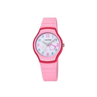 1 - Orologio bambina Calypso rosa con cuori K5806/2 cinturino silicone