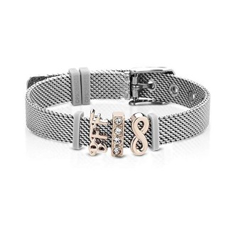 1 - Bracciale Ops Object in acciaio con cristalli collezione Mesh OPSBR-564