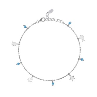 1 - Anklet woman Mabina 533368 925 silver with turquoise