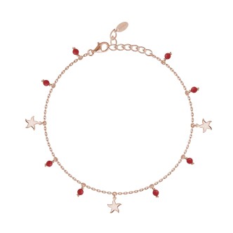 1 - Pink woman anklet Mabina 533369 925 silver with coral