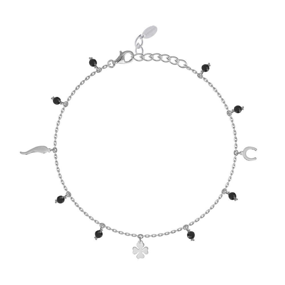 1 - Anklet luck woman Mabina 533370 925 silver with onyx