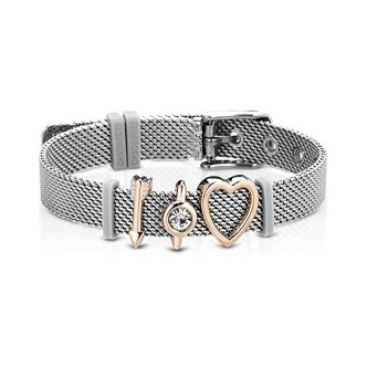 1 - Ops Object bracelet in stainless steel with crystals Mesh collection OPSBR-562