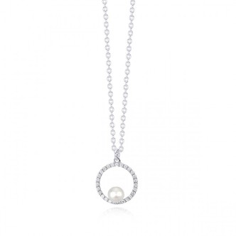 1 - Collana cerchio con perla Mabina 553259 Argento 925 con zirconi bianchi