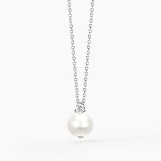 1 - Pearl necklace with zircon woman Mabina 553282 Silver 925